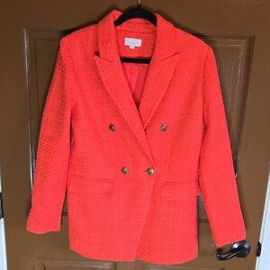 Loft-Coral textured double breasted blazer Sz 8
